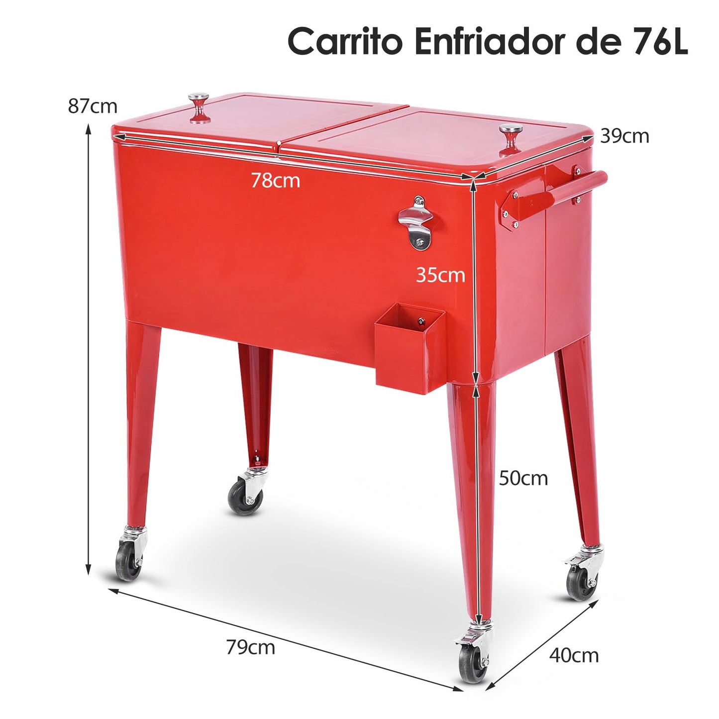 COSTWAY Carrito Nevera 76L con Ruedas