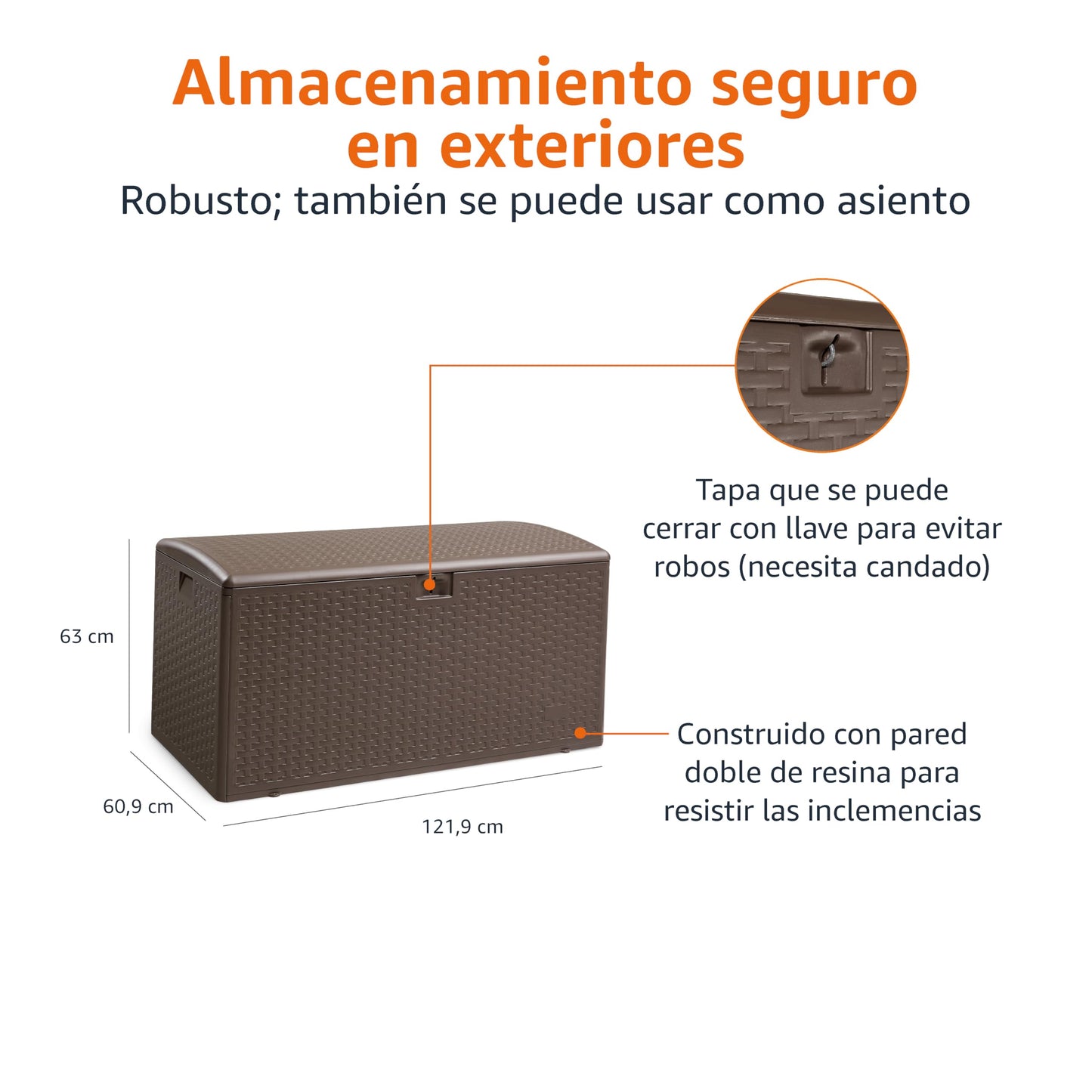 Amazon Basics Arcón para Exteriores 375L Marrón