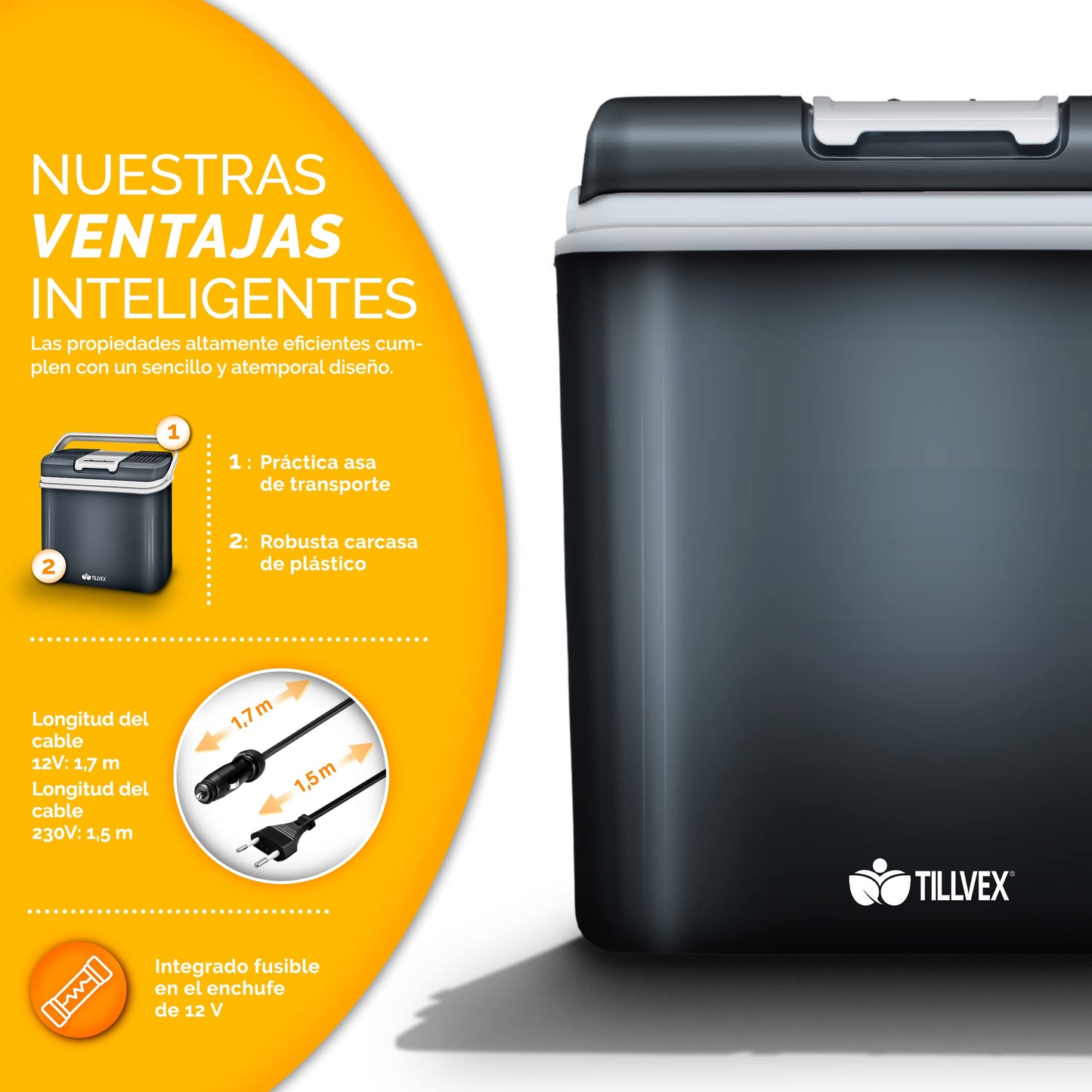 tillvex Nevera Portátil Eléctrica 24L Gris