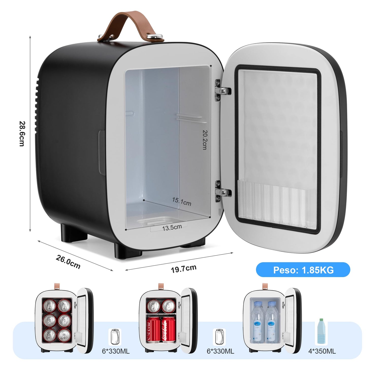 Enventor Mini Frigorífico 4L (6 Latas) Negro