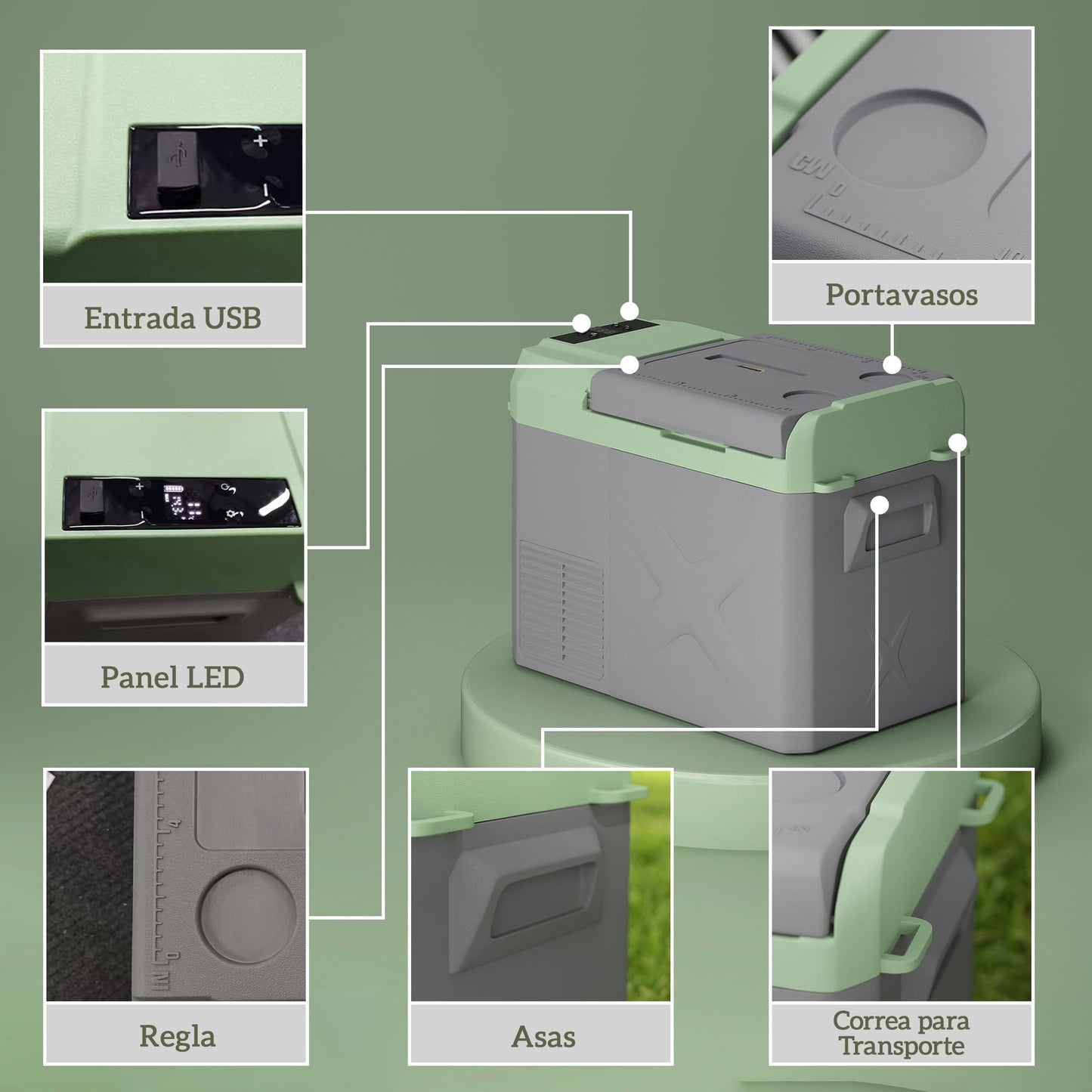 Outsunny Nevera Portátil Eléctrica de Compresor 24,2L