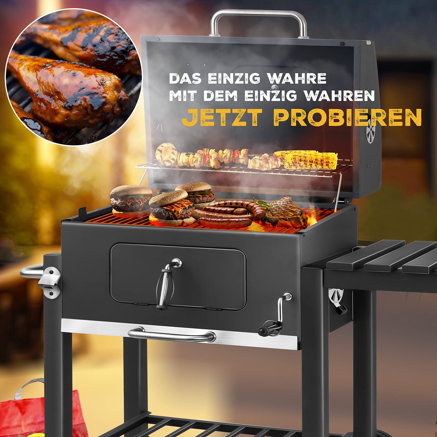 KESSER® Parrilla de Carbón con Carrito XL Gris