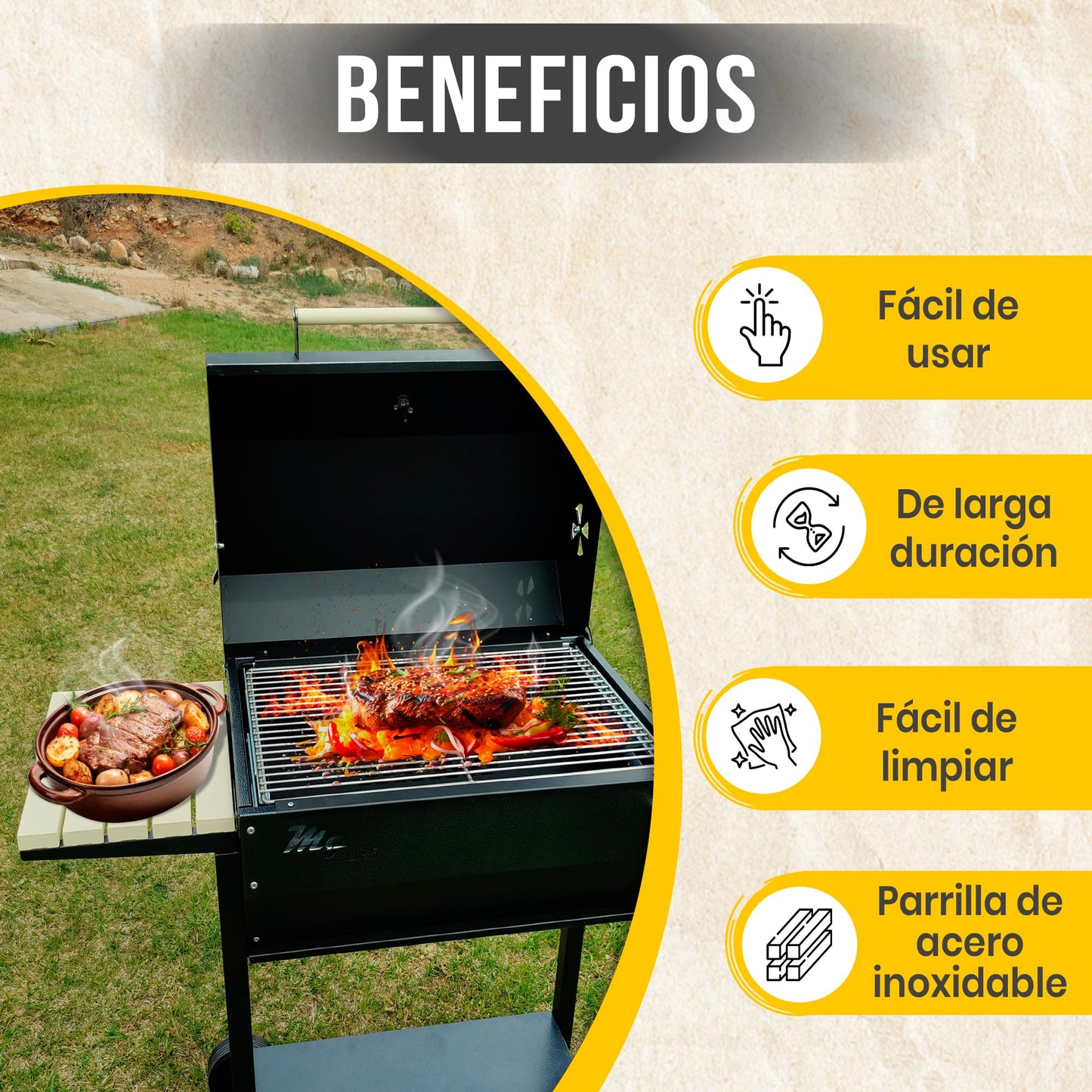 MG Barbacoa de Carbón con Parrilla Elevable