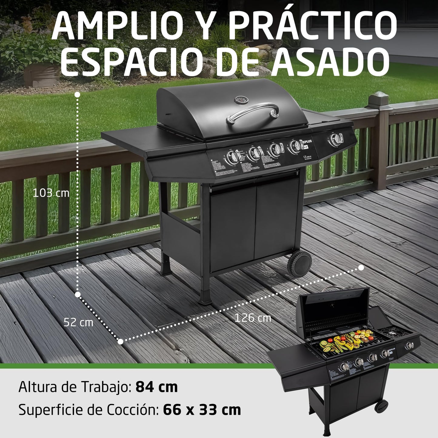Amig Barbacoa de Gas Fireplus 4+1 Negra