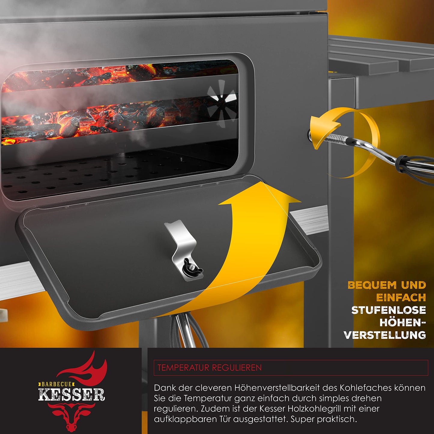 KESSER® Parrilla de Carbón con Carrito XL Gris