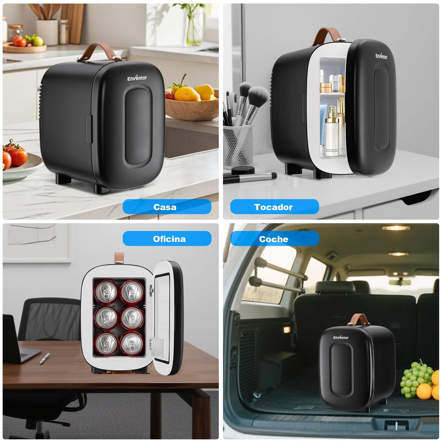 Enventor Mini Frigorífico 4L (6 Latas) Negro
