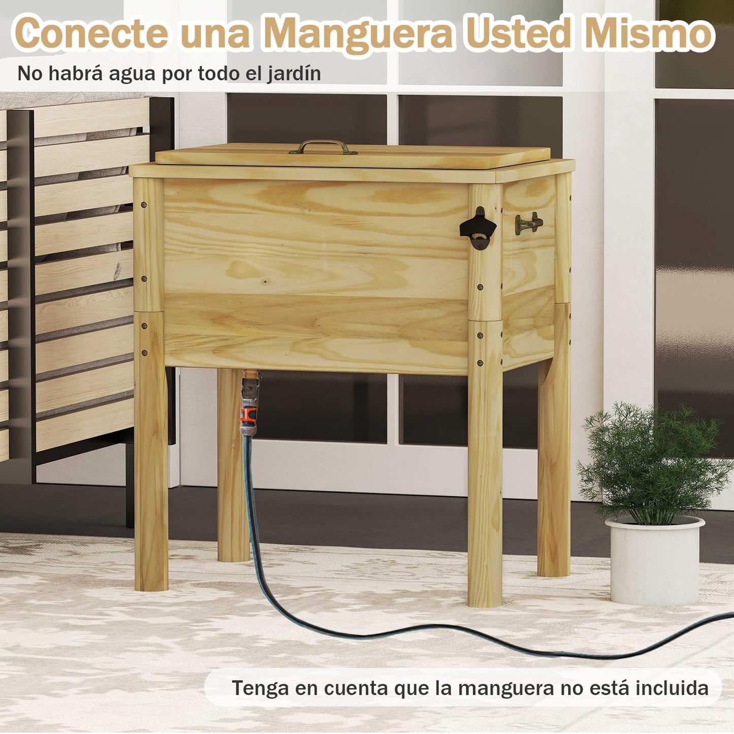 GOPLUS Nevera de Madera para Patio 51L