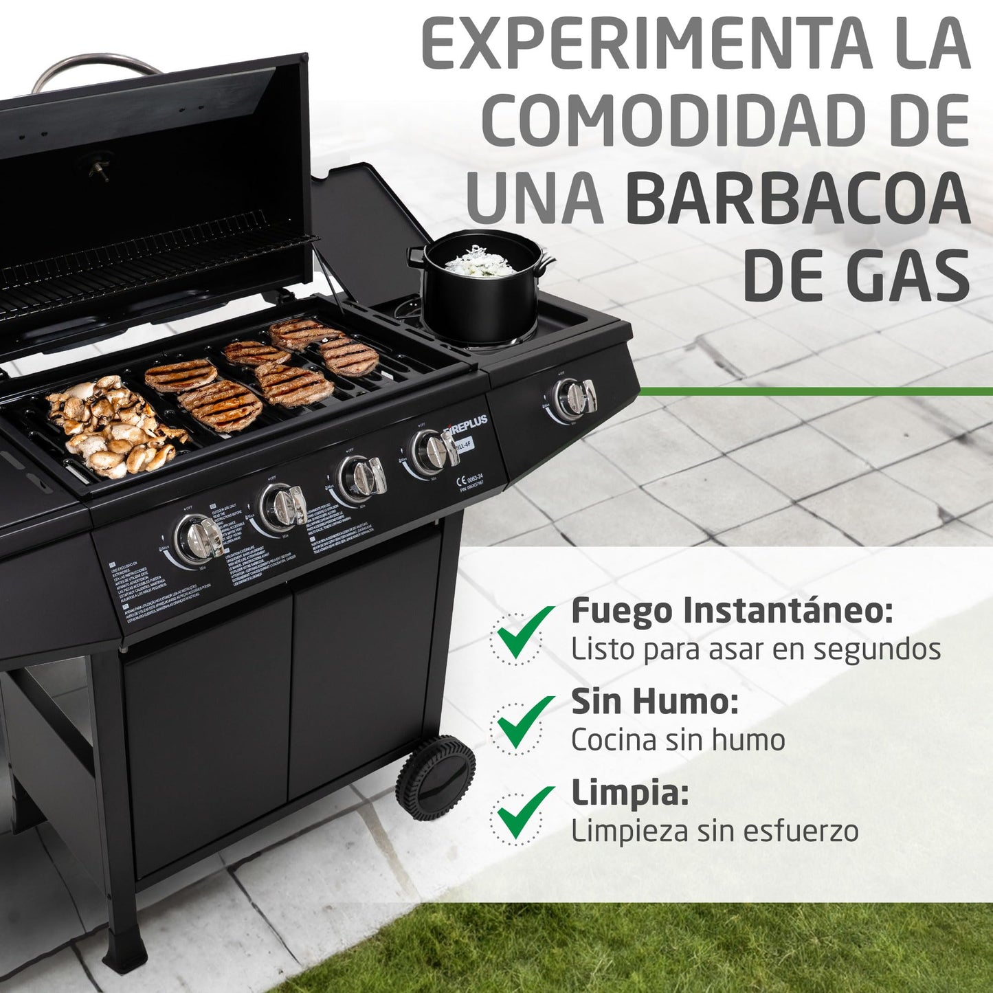 Amig Barbacoa de Gas Fireplus 4+1 Negra