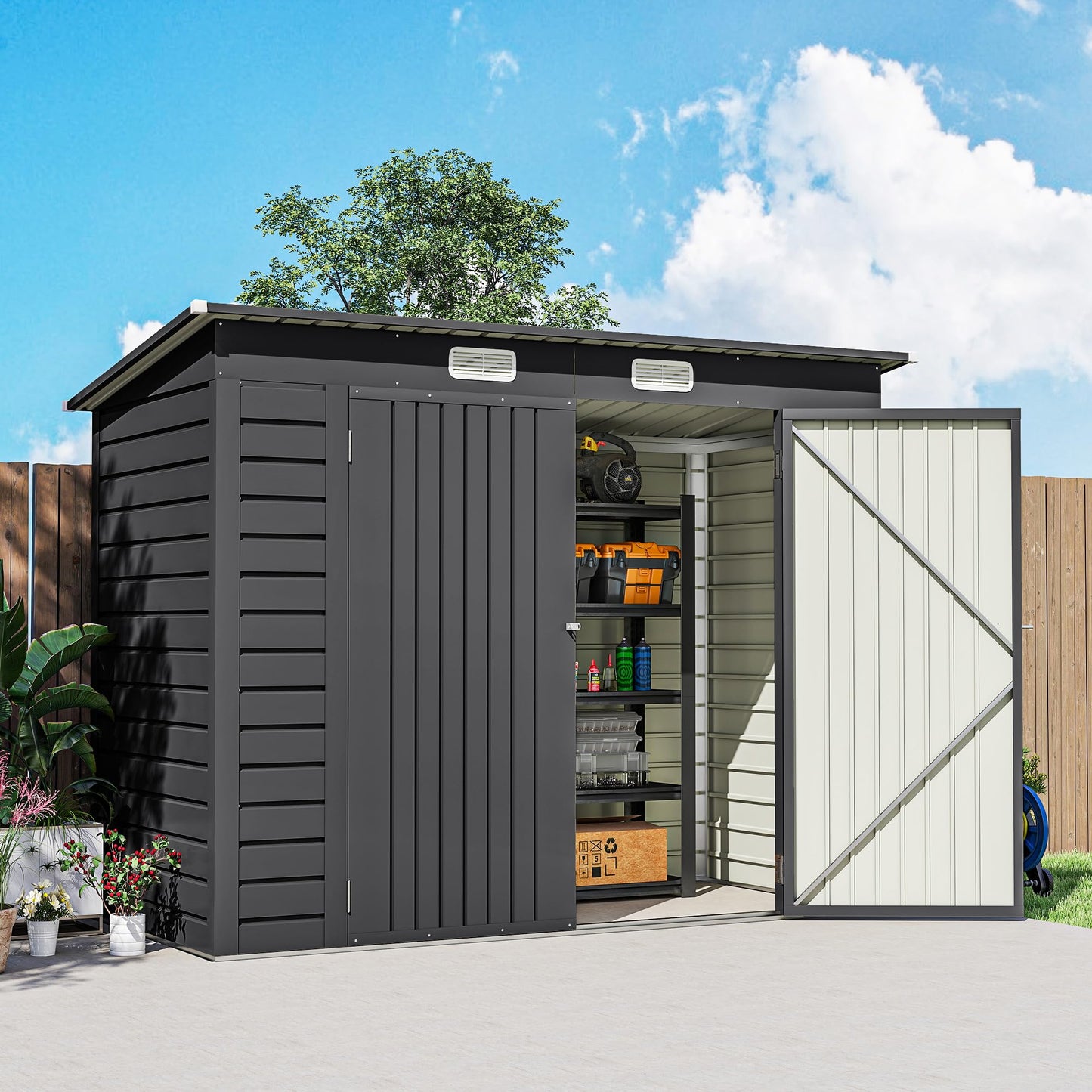 Outsunny Caseta de Jardín 2,7m² Gris