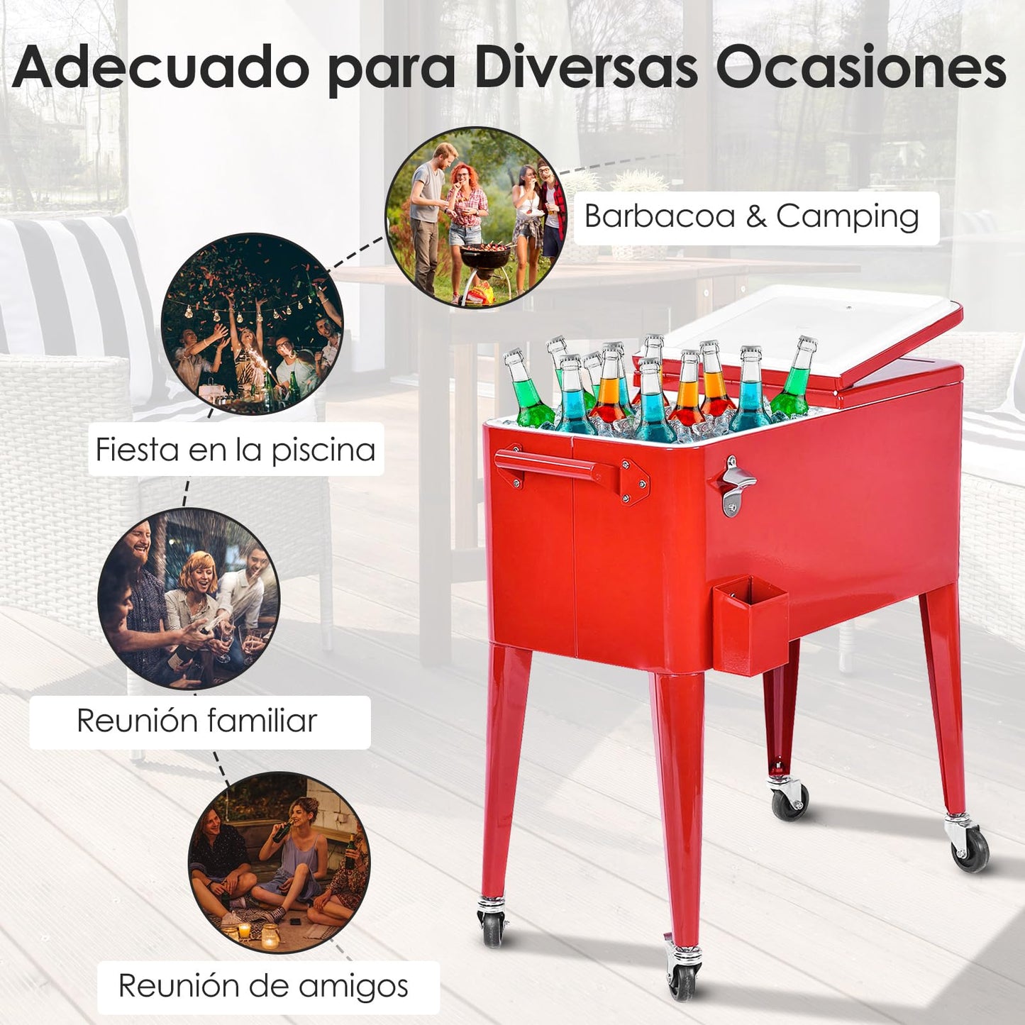 COSTWAY Carrito Nevera 76L con Ruedas