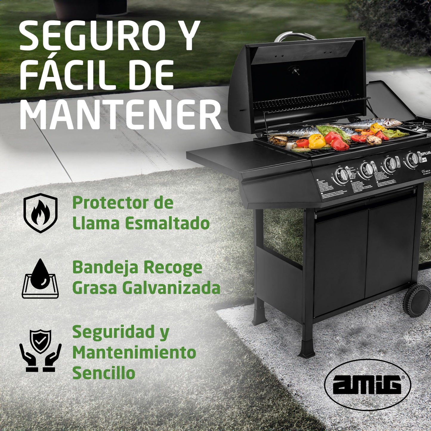 Amig Barbacoa de Gas Fireplus 4+1 Negra