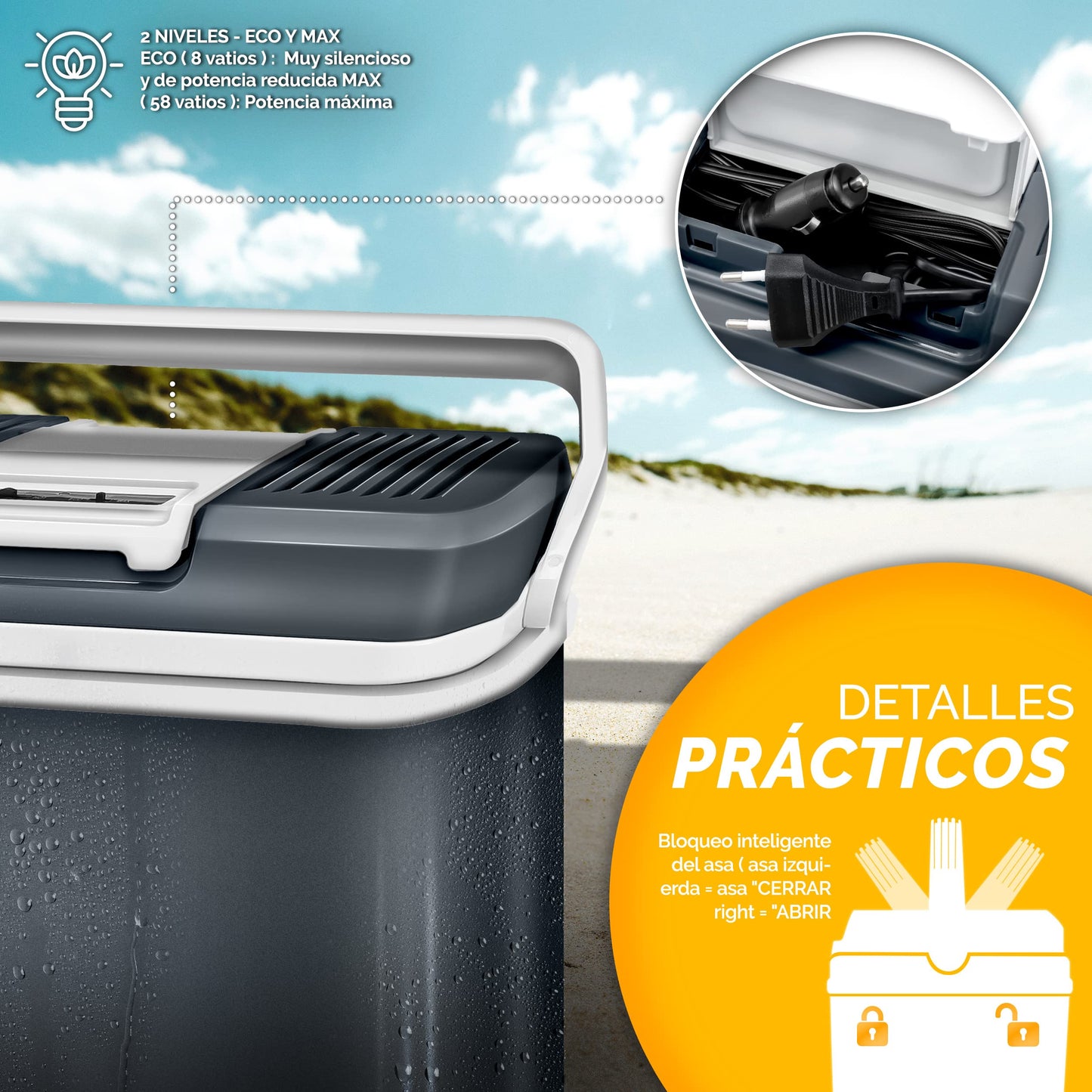 tillvex Nevera Portátil Eléctrica 24L Gris
