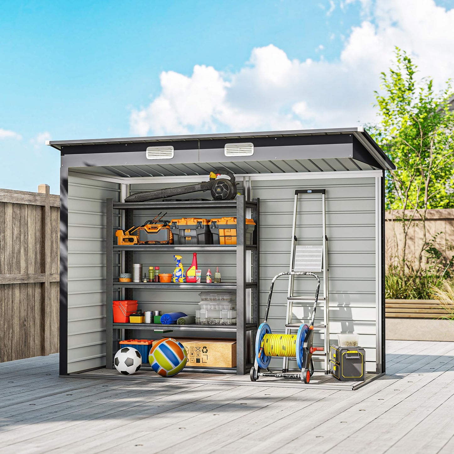 Outsunny Caseta de Jardín 2,7m² Gris