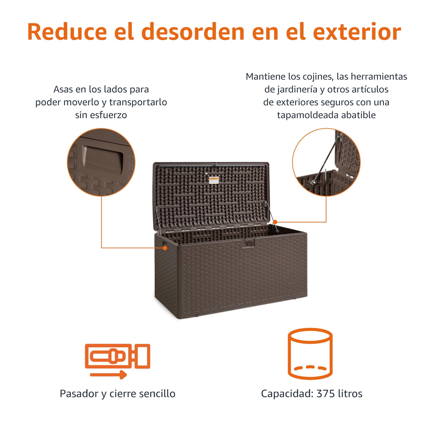 Amazon Basics Arcón para Exteriores 375L Marrón