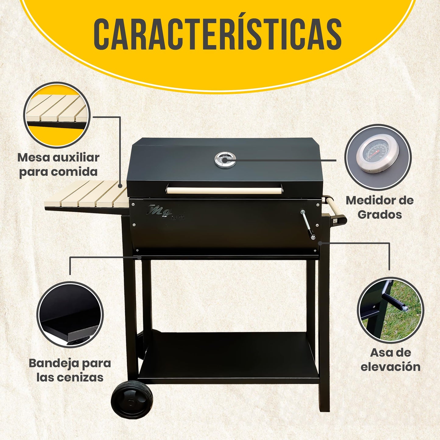 MG Barbacoa de Carbón con Parrilla Elevable