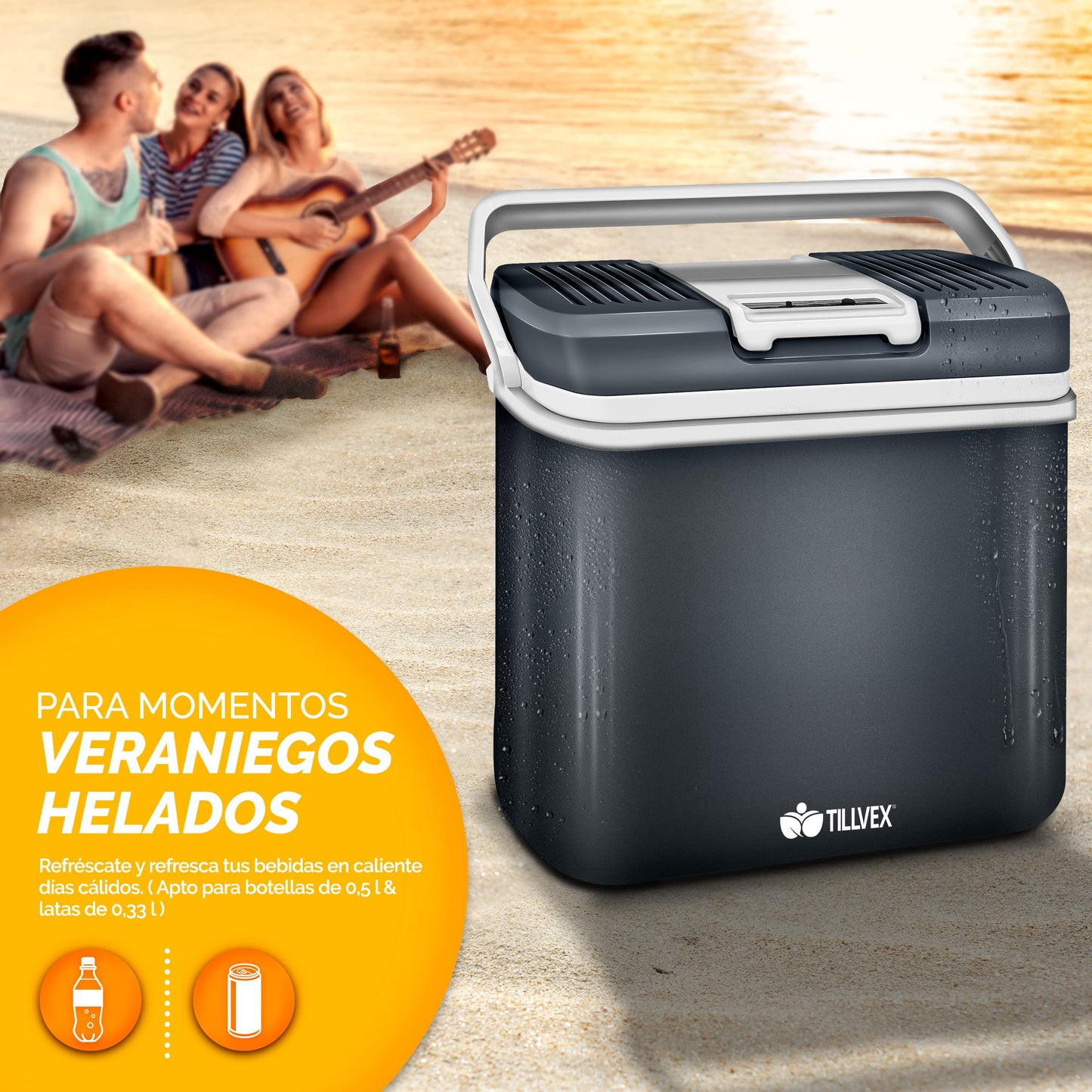 tillvex Nevera Portátil Eléctrica 24L Gris