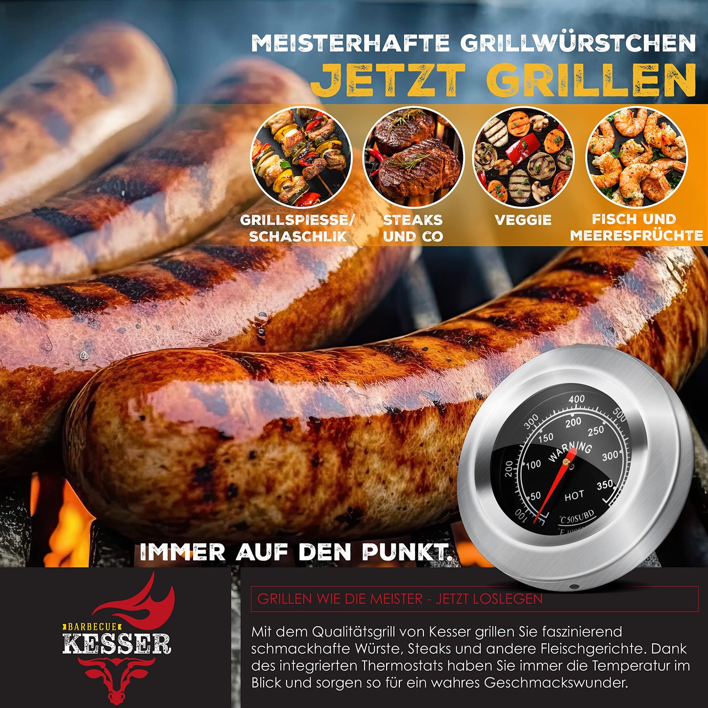 KESSER® Parrilla de Carbón con Carrito XL Gris