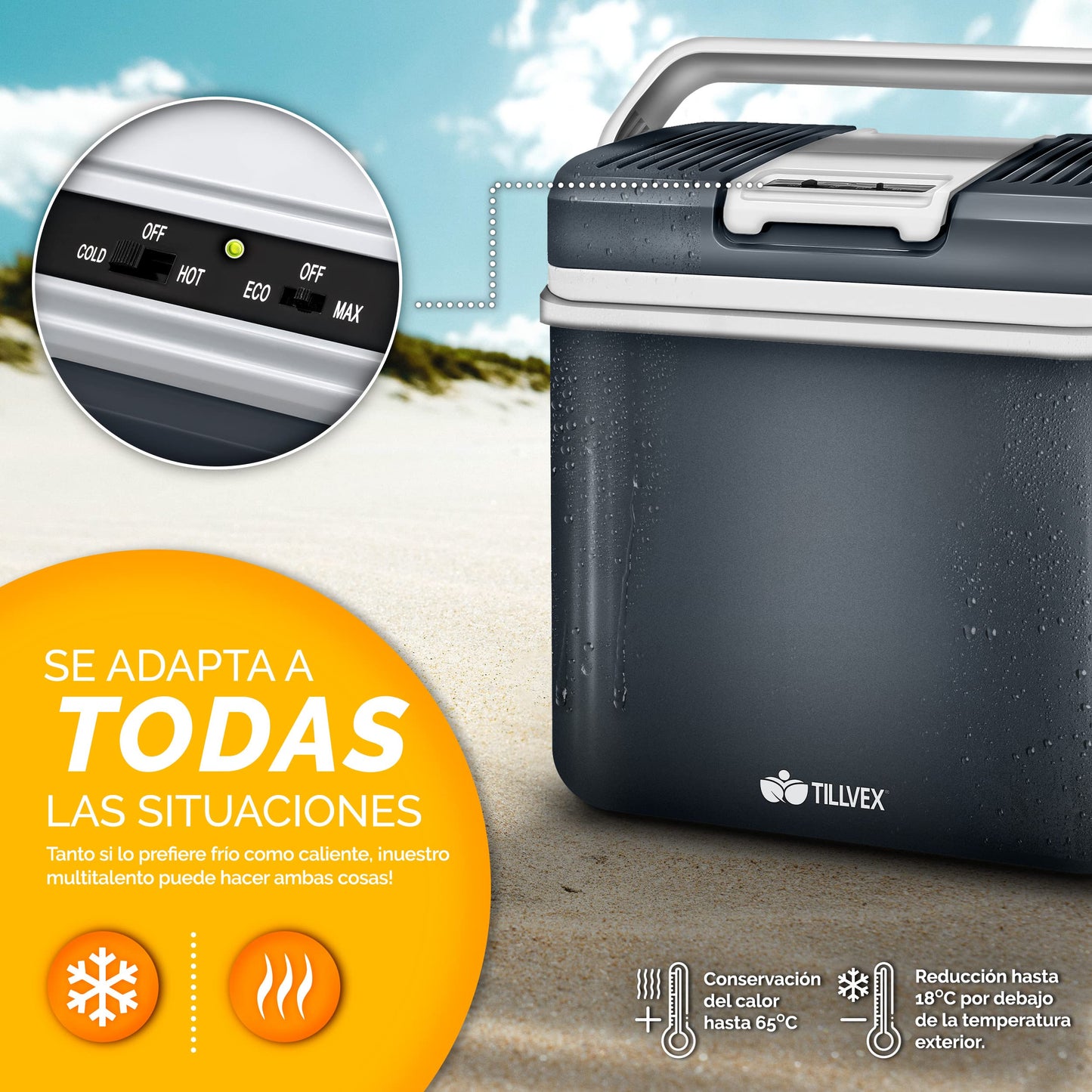 tillvex Nevera Portátil Eléctrica 24L Gris