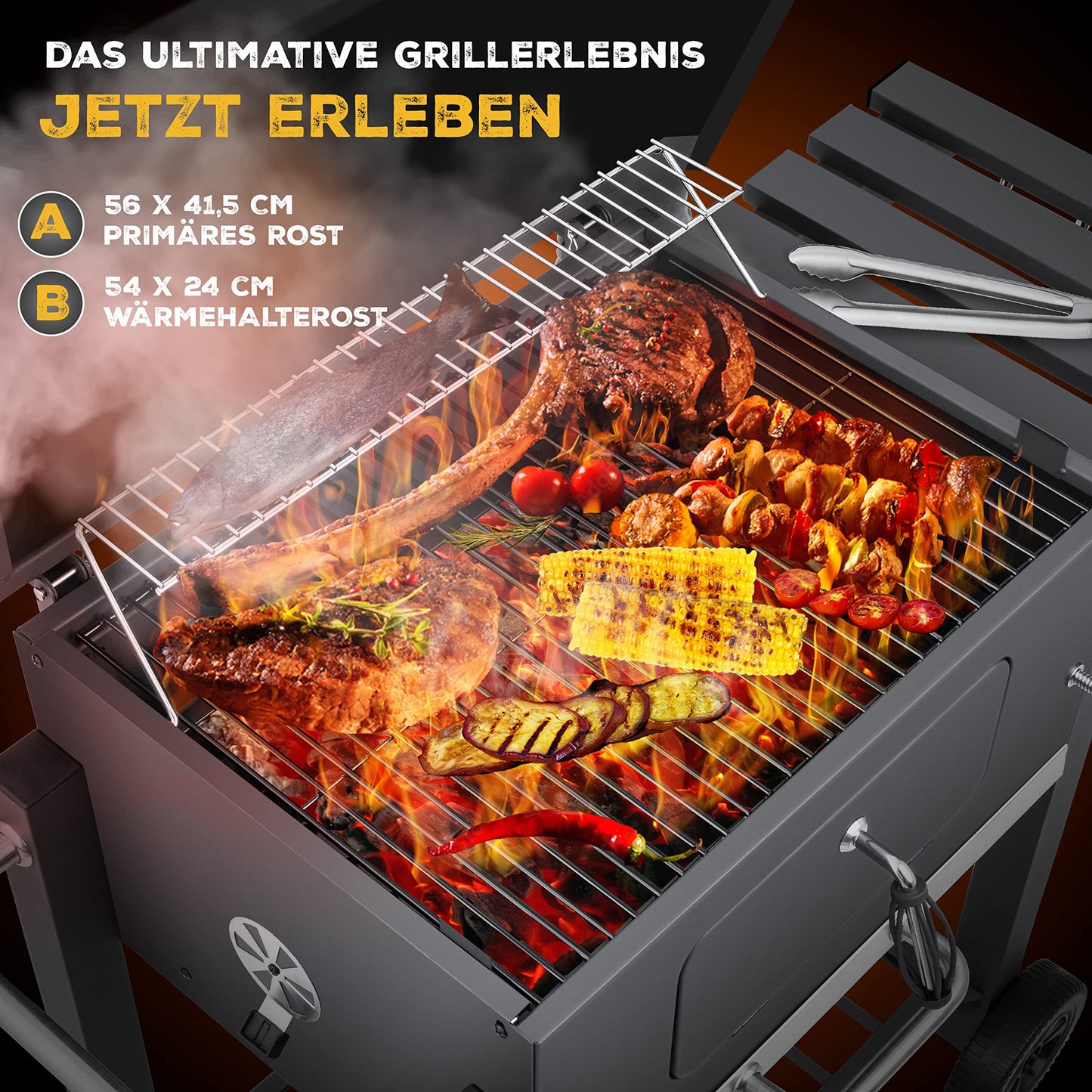 KESSER® Parrilla de Carbón con Carrito XL Gris