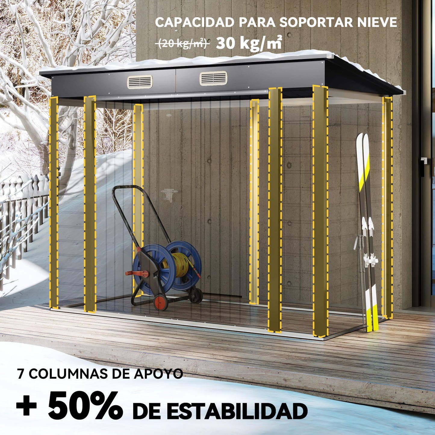 Outsunny Caseta de Jardín 2,7m² Gris