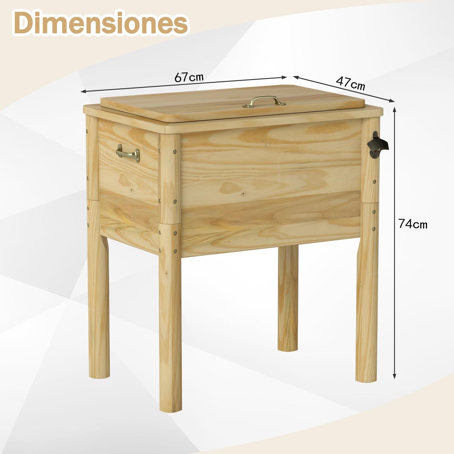 GOPLUS Nevera de Madera para Patio 51L