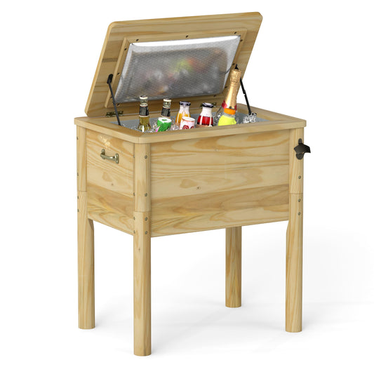 GOPLUS Nevera de Madera para Patio 51L