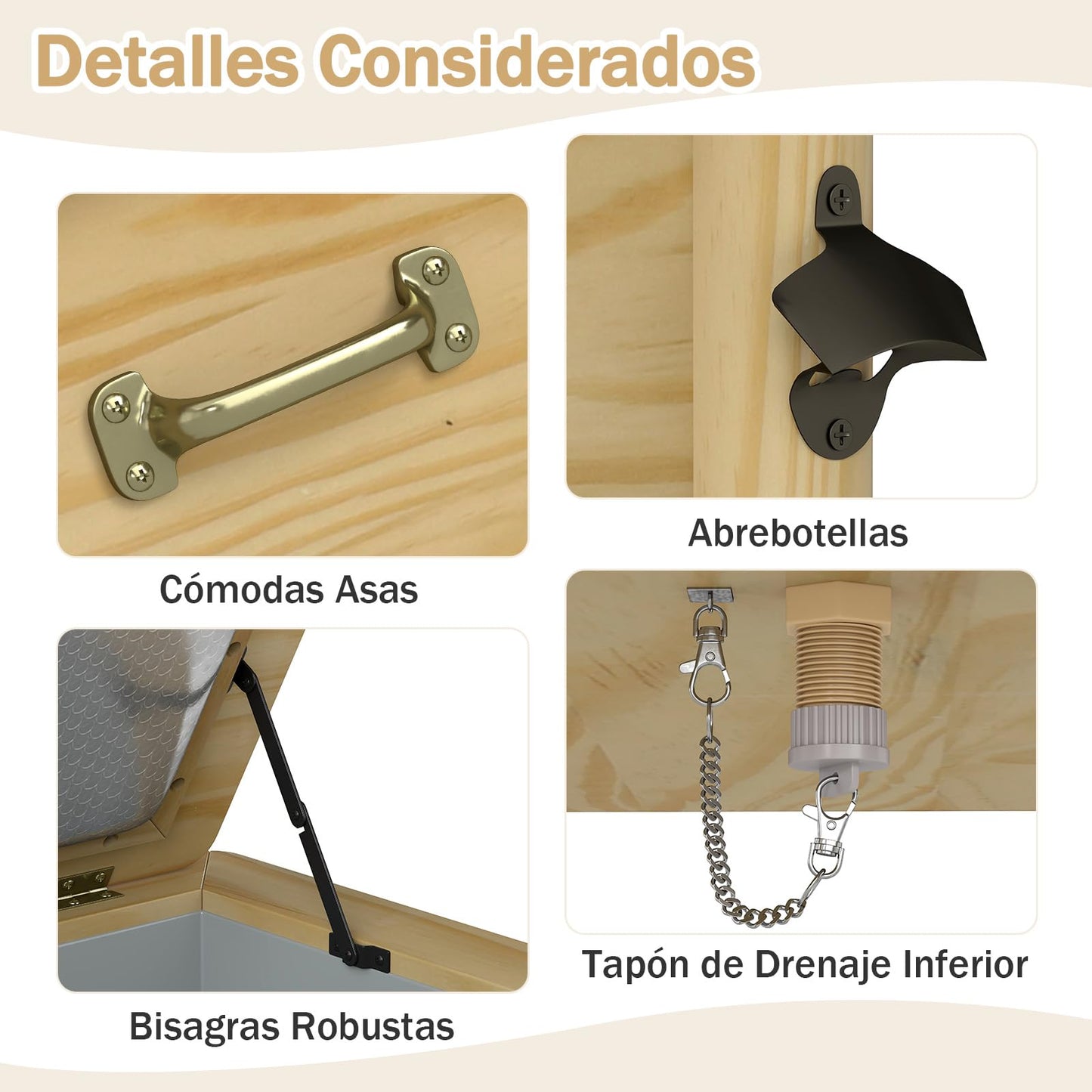 GOPLUS Nevera de Madera para Patio 51L