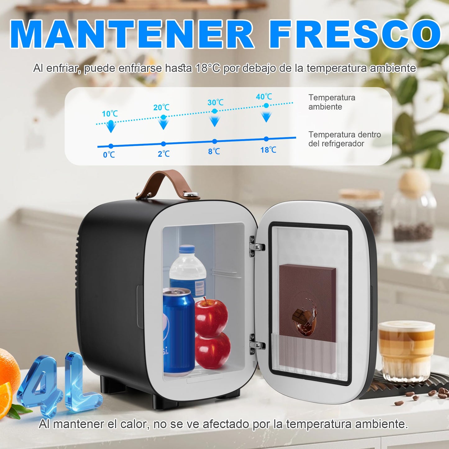 Enventor Mini Frigorífico 4L (6 Latas) Negro