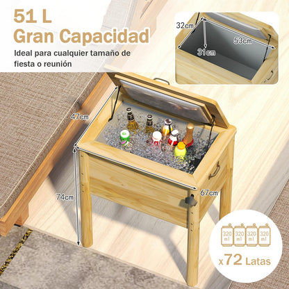 GOPLUS Nevera de Madera para Patio 51L