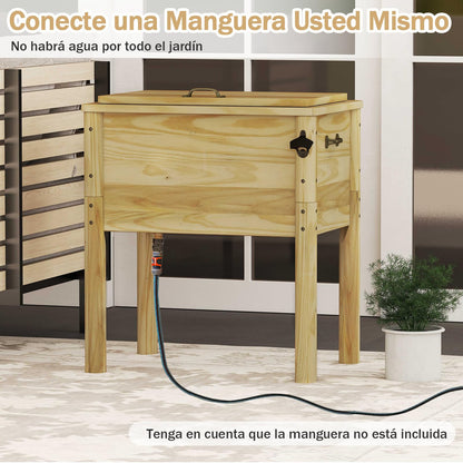 GOPLUS Nevera de Madera para Patio 51L