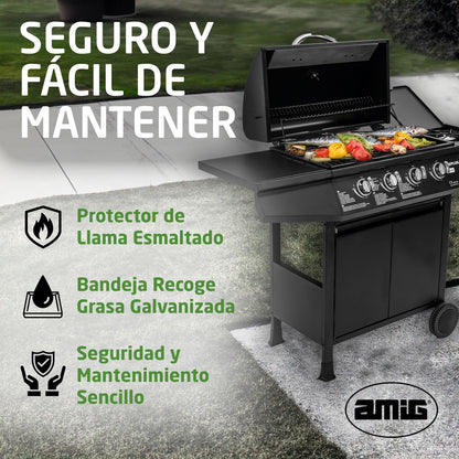 Amig Barbacoa de Gas Fireplus 4+1 Negra