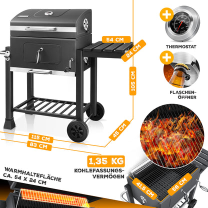 KESSER® Parrilla de Carbón con Carrito XL Gris